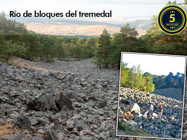 Vista del punto de interés geológico del Río de bloques del Tremedal en Orihuela, Teruel, Aragón